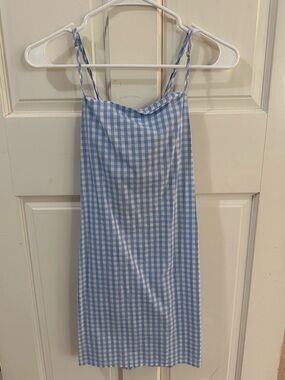 Zaful Blue and White Gingham Slip Dress